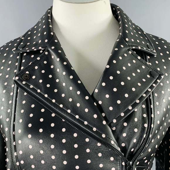 AKRIS Black White Leather Polka Dot Lambskin Biker Jacket - Picture 2 of 8